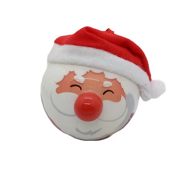 Enfeite - Bolas Decorativas - Papai Noel Feliz com Olhos Fechados - 1 unidade - Cromus - Rizzo Balões