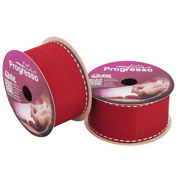 Fita Jeans JTP009 38 mm - Cor 209 Vermelho - Rolo 10 Metros - 1 unidade - Fitas Progresso - Rizzo