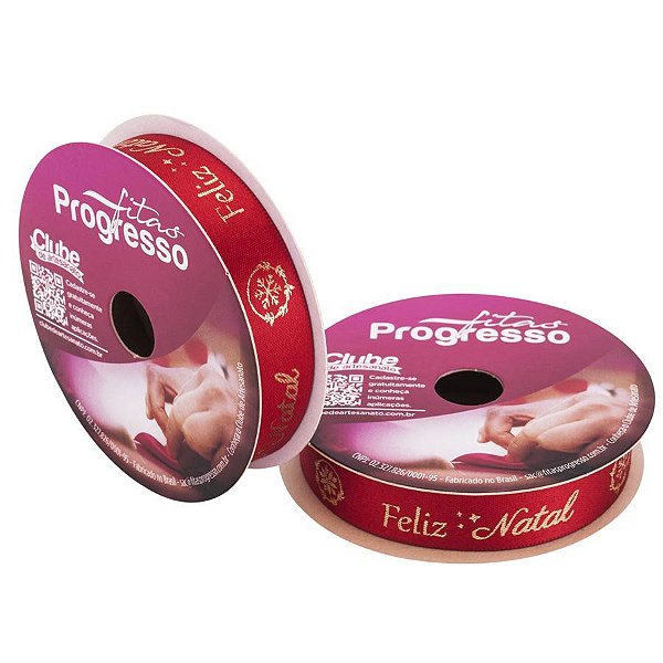 Fita de Cetim ECF003H 15 mm - Cor 431 Feliz Natal - Rolo 10 Metros - 1 unidade - Fitas Progresso - Rizzo