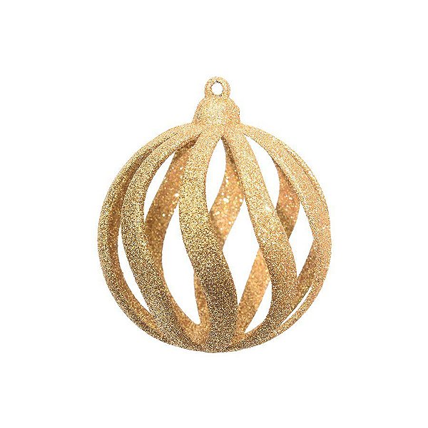 Bolas de Natal - Vazada com Glitter Ouro 8 cm - Cromus Natal - 6 unidades - Rizzo Balões
