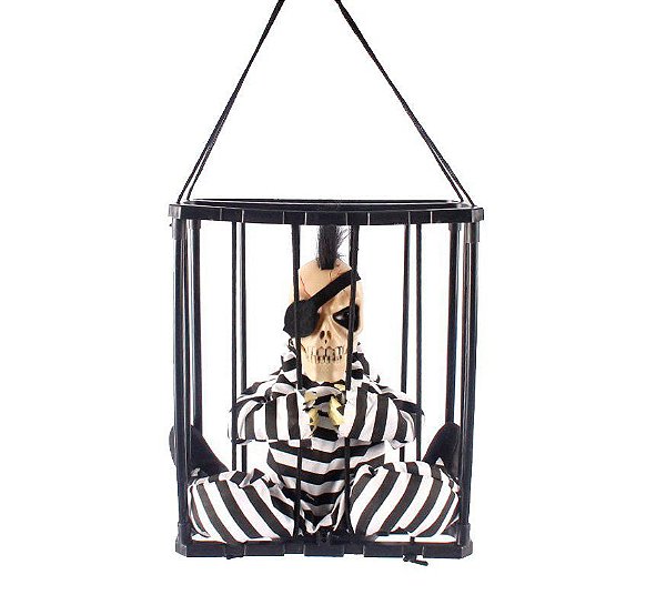 Decoração de Halloween Esqueleto Prisioneiro Com Tapa Olho com Movimento - 1 unidade - Rizzo