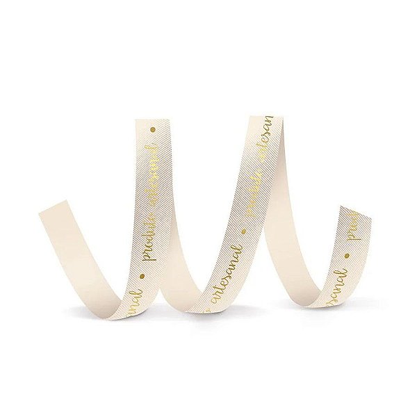 Fita de Cetim Decorada Hot Stamping - Produto Artesanal - Marfim - 9mm x 9,14 metros - 1 unidade - Cromus - Rizzo