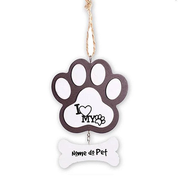 Enfeite para Pendurar em MDF Personalizado - Pet Lover - Patinha e Ossinho - 1 unidade - Rizzo