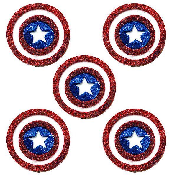 Aplique Gliter Vingadores Capitão América - 06x05 - Ref.331004 - 6 unidades - Piffer - Rizzo