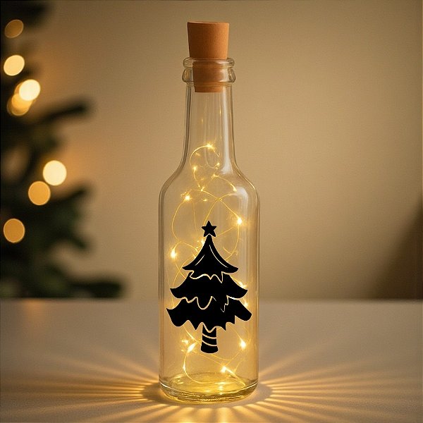 Garrafa de Vidro Long Neck com Rolha LED - Árvore de Natal - 1 unidade - Rizzo