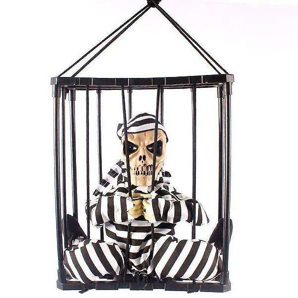 Decoração de Halloween Esqueleto Prisioneiro s/ Tapa Olho com Movimento - 1 unidade - Rizzo