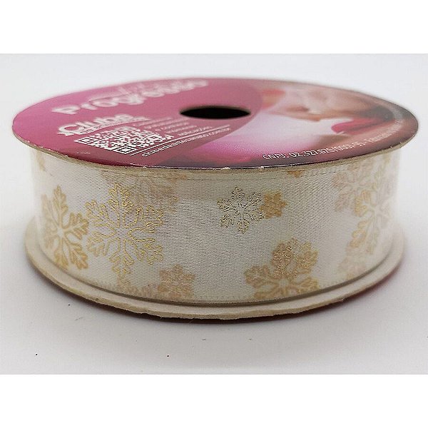 Fita Decorativa "Floco de Neve" - 22mm Larg x 10m COmpr - Cor 009 - Ref. ECF 005TH - 1 unidade - Fitas Progresso - Rizzo