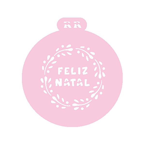 Stencil Redondo de Natal - Frase "Feliz Natal" - Ref. 4039 - 14,5x14,5cm - 1 unidade - RR Cortadores - Rizzo
