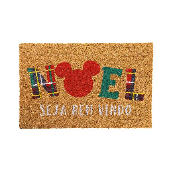 Capacho de Fibra Natural - Noel Mickey - 60x40cm - Natal Disney - 1 unidade - Cromus - Rizzo