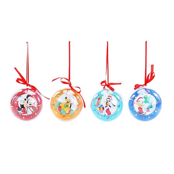 Bolas de Acrílico Natal - Turma do Mickey - 7 cm - Natal Disney - 4 unidades - Cromus - Rizzo