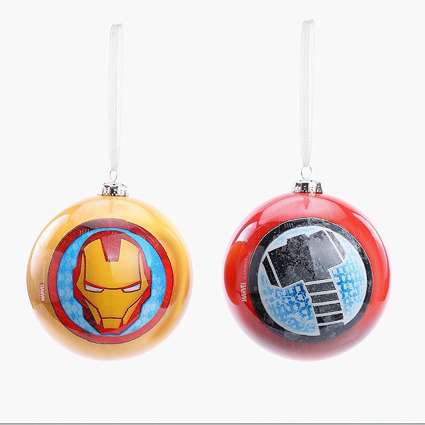 Kit Bola de Natal - Avengers - 10 cm - Natal Marvel - 2 unidades - Cromus - Rizzo