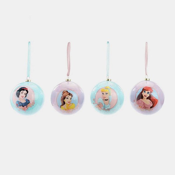 Kit Bola de Natal - Princesas Disney - 8 cm - Natal Disney - 4 unidades - Cromus - Rizzo