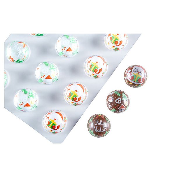 Blister Decorado com Transfer para Chocolate - Bolinhas - Papai Noel Natal - BLN014701 - 1 unidade - Stalden - Rizzo