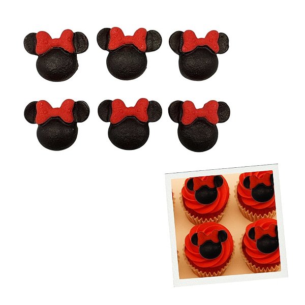 Mini Confeito - Minnie Botons Vermelho - 6 unidades - Abelha Confeiteira - Rizzo