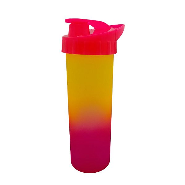 Garrafa Ice Degradê - Amarelo e Pink Fosco - Tampa Pink - 1 unidade - Rizzo
