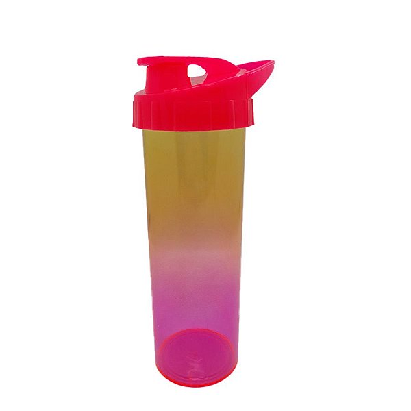Garrafa Ice Degradê - Amarelo e Pink Brilhante- Tampa Pink - 1 unidade - Rizzo