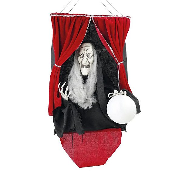 Bruxa Cigana Na Tenda - Som e Movimento - 86 x 33 x 25 cm  - Halloween - 1 unidade - Cromus - Rizzo