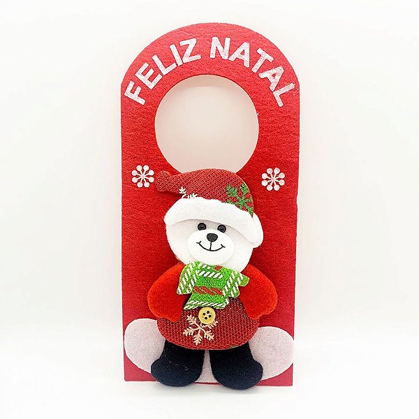 Enfeite de Natal Para Porta Urso Com Gorro - 1 unidade - Rizzo