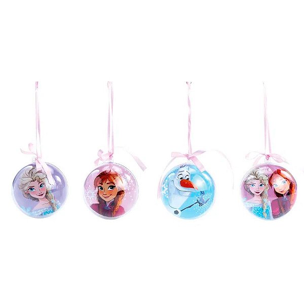 Kit Bolas Decorativas Frozen Disney - 7 cm DIâmetro Ø - 4 unidades - Cromus - Rizzo