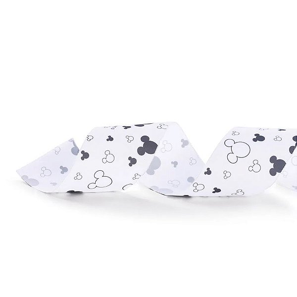 Fita de Cetim Estampa Mickey Preto e Branco - 6,3cm x 914cm - 1 unidade - Cromus - Rizzo