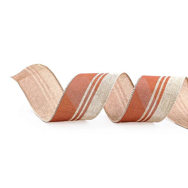 Fita de Juta com Faixa Cobre - 6,3cm x 914cm  - 1 unidade - Cromus - Rizzo