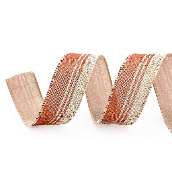 Fita de Juta com Faixa Cobre - 3,8cm x 914cm  - 1 unidade - Cromus - Rizzo