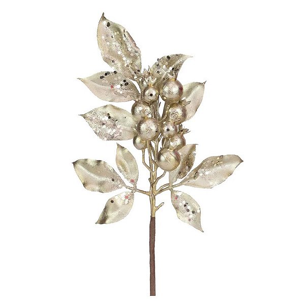 Galho Folhas e Frutas Dourado  - 1 unidade - Cromus - Rizzo Balões