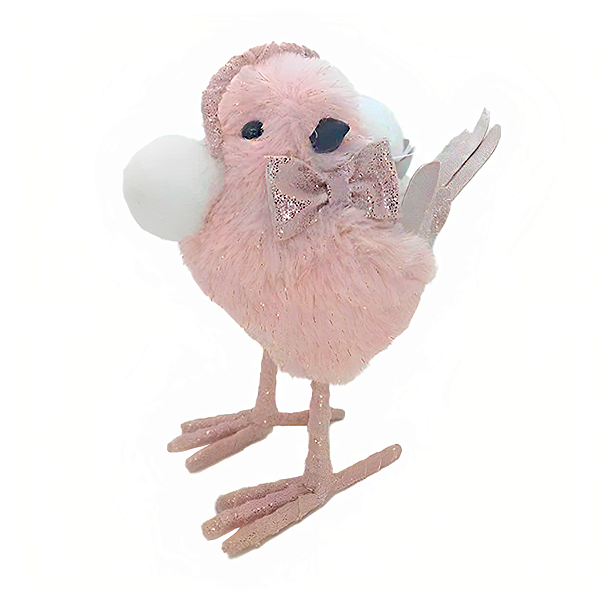 Decoração de Passarinho Rosa com fone - 20 Centímetros. - 1 unidade - Rizzo