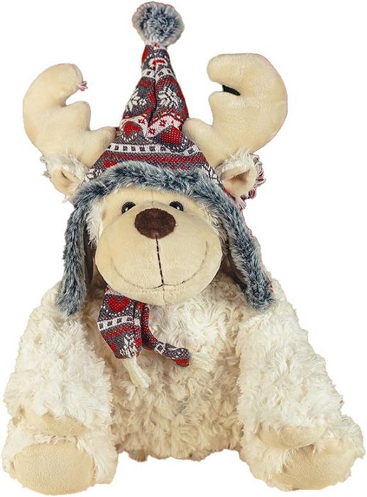Rena Decorativa de Natal Sentada de Touca - 35 Centímetros - 1 unidade - Rizzo Balões