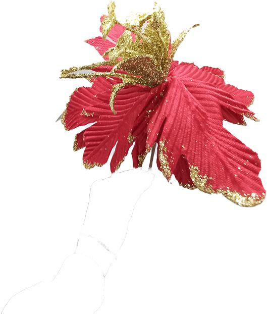 Decoração de Ponsétia Vermelha e Dourada - 35 Centímetros - Cromus Natal - 1 unidade - Rizzo
