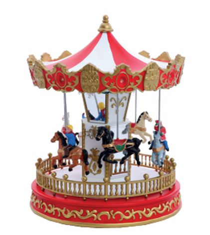 Cenário com Movimento de Carrossel Natalino - 23,5 Centímetros - Cromus Natal - 1 unidade - Rizzo