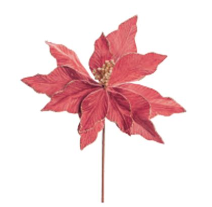 Decoração de Ponsétia Rosê - 35 Centímetros - Cromus Natal - 1 unidade - Rizzo