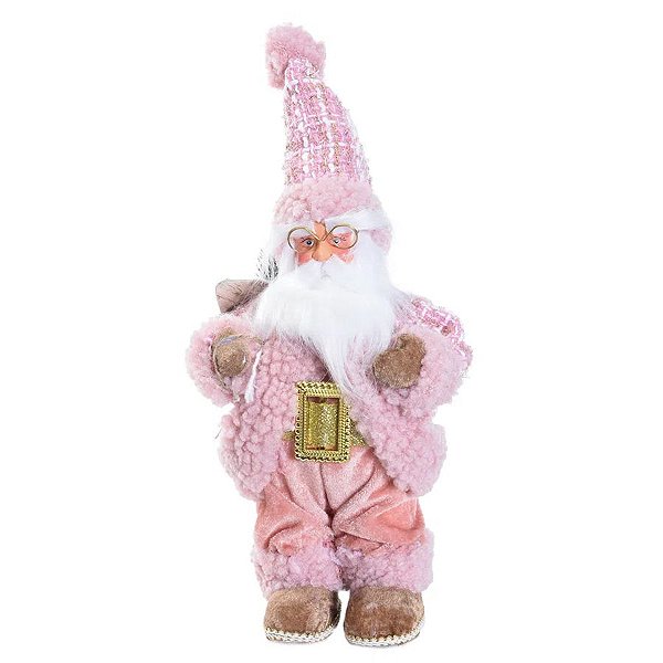 Enfeite Papai Noel Rosa e Branco - 35cm  - 1 unidade - Cromus - Rizzo Balões