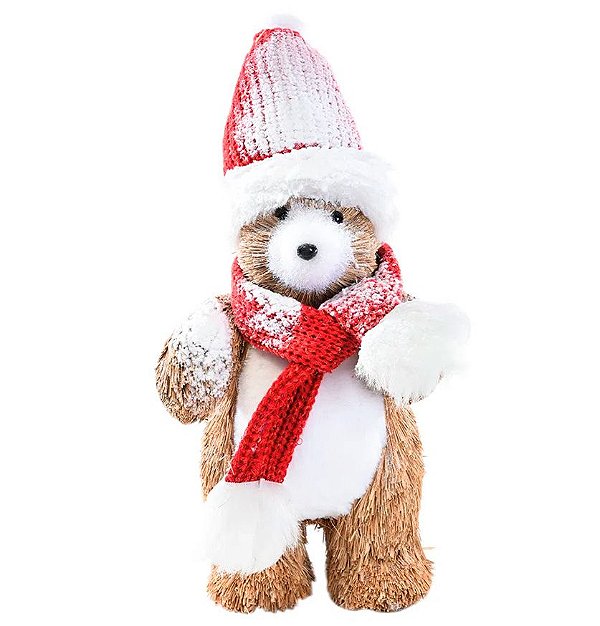 Urso Dakota c/ Gorro Decorativo 34 cm x 22 cm - 1 unidade - Cromus - Rizzo