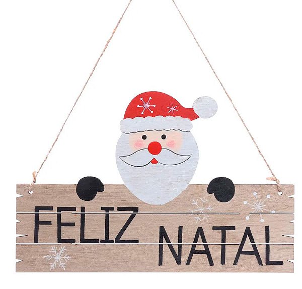 Enfeite p/ Pendurar - Placa Feliz Natal - 14,5 cm x 22 cm - 1 unidade - Cromus - Rizzo