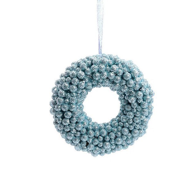 Enfeite p/ Pendurar Redondo Flocado - Azul - 20 cm - 1 unidade - Cromus - Rizzo