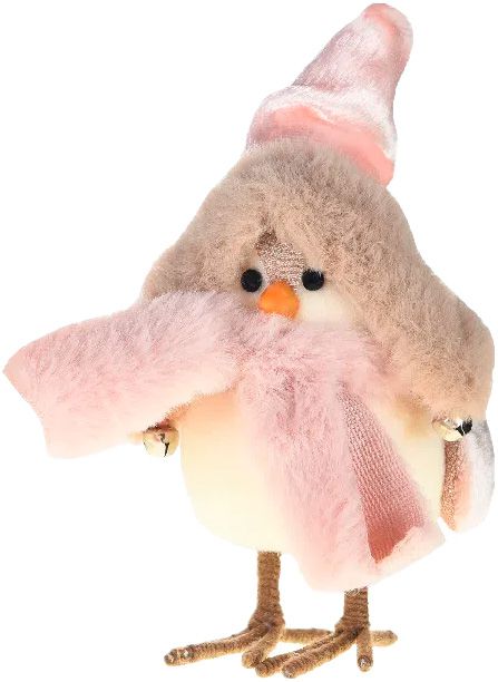 Passarinho Decorativo c/ Touca Rosa - 15 cm x 8 cm - 1 unidade - Cromus - Rizzo