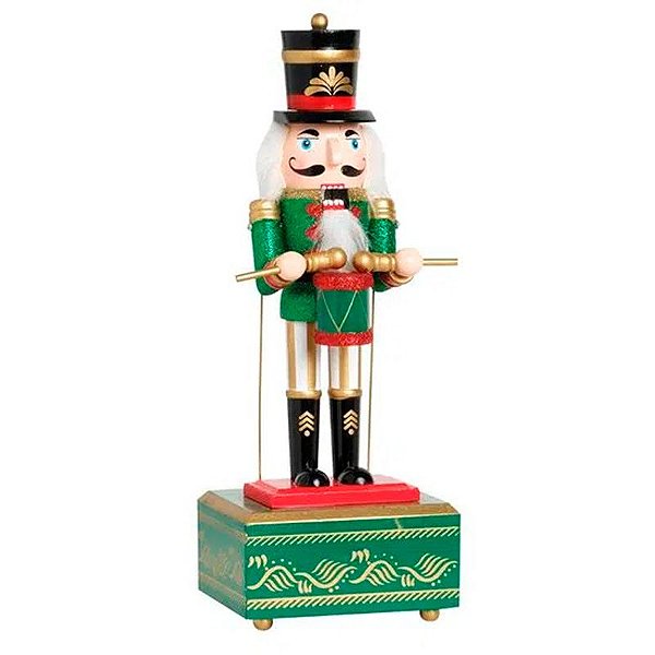 Soldado Quebra Nozes c/ Tambor Vermelho/Movimento - 30 cm x 12 cm - 1 unidade - Cromus - Rizzo