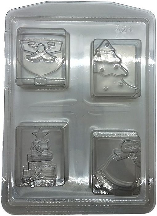 Forma de Acetato Especial - Árvore, Sino, Presentinhos e Papai Noel - Ref. FP221 - 1 unidade - Crystal - Rizzo