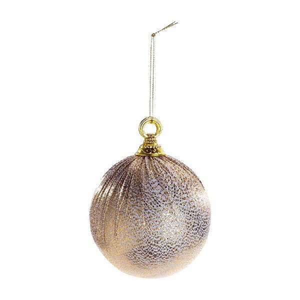 Bolas de Natal Craqueladas - Branco/Ouro - 10 cm - 4 unidades - Cromus - Rizzo