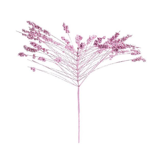 Galho Natal Frutinhas Com Gliter Rosa - 54cm  - 1 unidade - Cromus - Rizzo