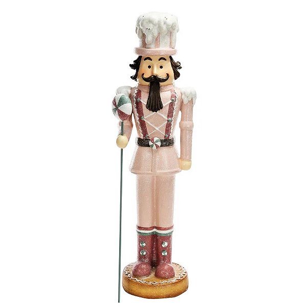Decoração Soldado de Chumbo Natal Rosa - 41cm  - 1 unidade - Cromus - Rizzo