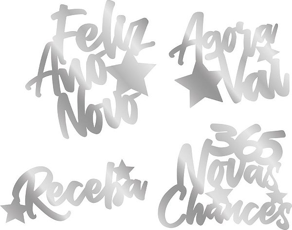 Plaquinhas para Fotos Ano Novo - Agora vai, Feliz Ano Novo, Receba, 365 Novas Chances - 4 unidades - Regina - Rizzo