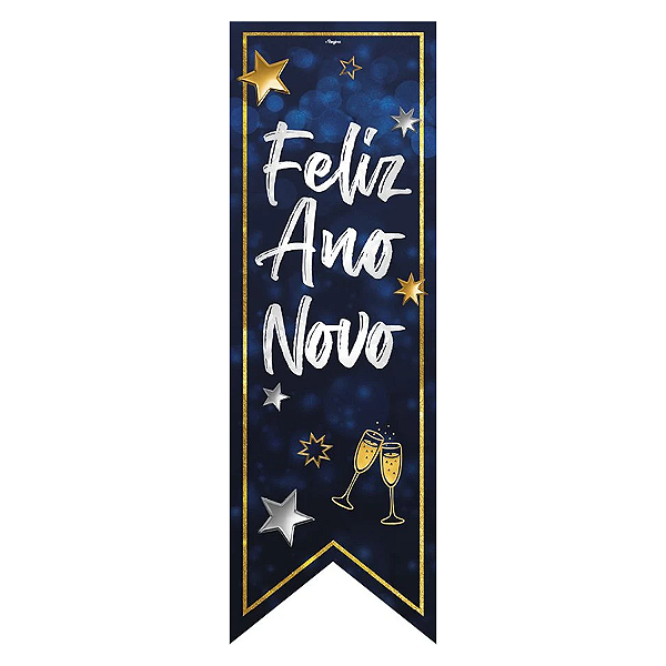 Faixa Decorativa de Tecido - 40x120cm - Feliz Ano Novo - 1 unidade - Regina - Rizzo