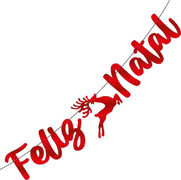 Faixa Decorativa Natal Mágico - Feliz Natal metalizada Vermelha - 1 unidade - Regina - Rizzo