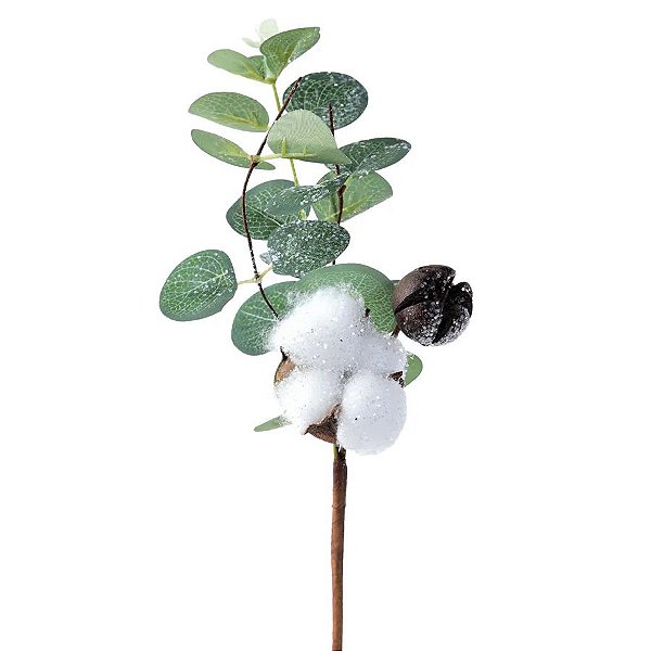 Pick Galho Eucalipto Verde e Branco - 30cm  - 1 unidade - Cromus - Rizzo
