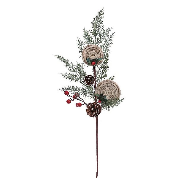 Galho Folhas e Candies Vermelho e Marrom - 65cm  - 1 unidade - Cromus - Rizzo