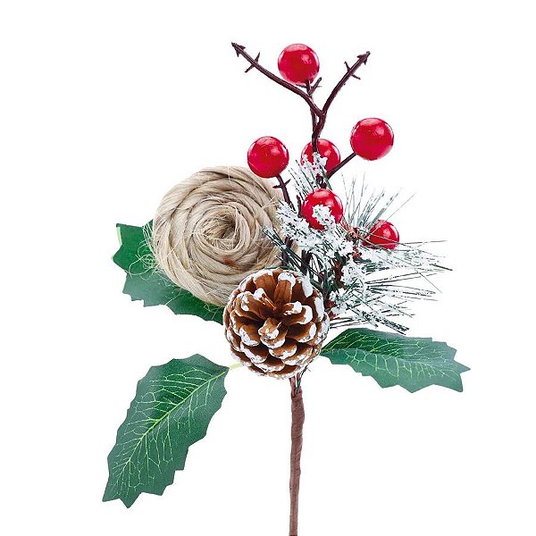 Galho Pick Candy Frutas e Pinhas - 20cm  - 1 unidade - Cromus - Rizzo