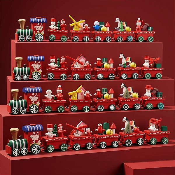 Enfeite Decorativo de Natal em Madeira - Trenzinho - 31cm - 1 unidade - Rizzo