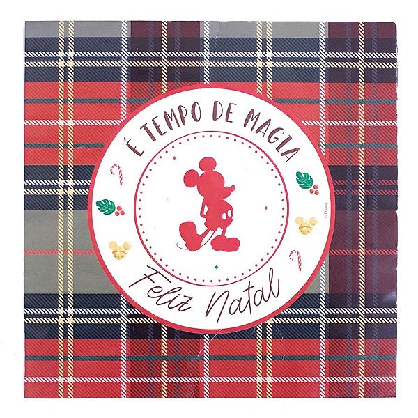 Guardanapo Xadrez Mickey Verde e Vermelho - 33cm  - 20 unidades - Cromus